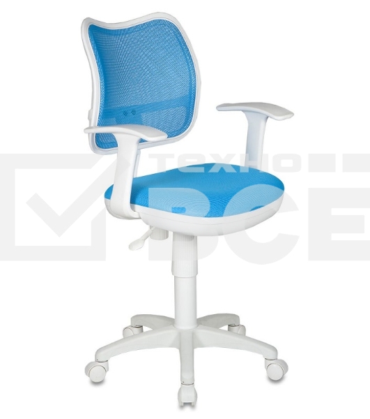 Кресло компьютерное Бюрократ CH-W797/LB/TW-55 TW-55 голубой, спинка сетка, сиденье голубой, пластик белый