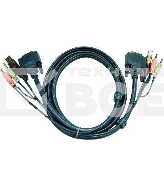 Кабель KVM USB(тип А Male)+DVI-D(Male)2хАудио(Male) (-) USB(тип B Male)+DVI-D(Male)+2хАудио(Male) 3м., черный. CABLE DVI/USB B/MC.SP-DVI/USB A 3M