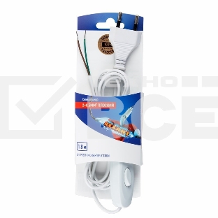 Шнур сетевой Rexant 1.8М с выключателем без розетки белый