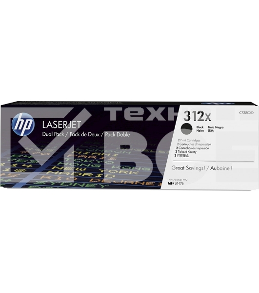 Картридж лазерный двойная упаковка Hewlett-Packard HP 312A CF380XD черный для LaserJet Pro M476dn, M476dw, M476nw 4400 стр.