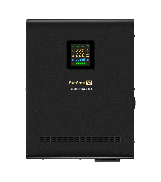 Комплект Источник бесперебойного питания EX296003RUS + батарея 40Aч EX282979RUS 4шт (инвертор, синус, для котла, настенный) ExeGate FineSine SX-3000.LCD.AVR.2SH.T <3000VA/2100W, чистая синусоида, цветной LCD-дисплей, AVR, 2*Schuko+клеммы, линейно-интерактивный, крепление настенное, черный> + батарея ExeGate HR 12-40 (12В, 40Ач) 4шт