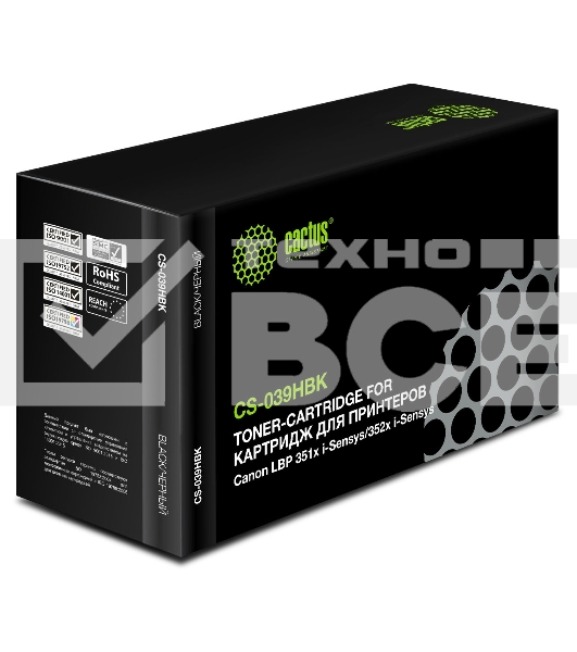 Картридж лазерный Cactus CS-039HBK чёрный (25000 стр.) для Canon LBP 351x i-Sensys /352x i-Sensys