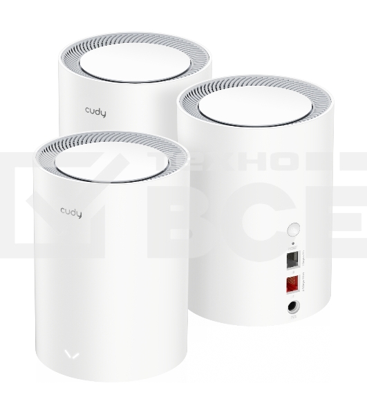 Бесшовный Mesh роутер Cudy M1800(3-Pack) AX1800 10/100/1000BASE-TX белый (упак.:3шт)