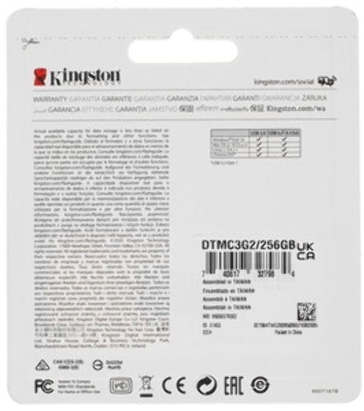 Флешка USB Kingston DataTraveler Micro (DTMC3G2/256Gb), 256Gb, USB 3.2 Gen 1, R/W 200/60, серебристый