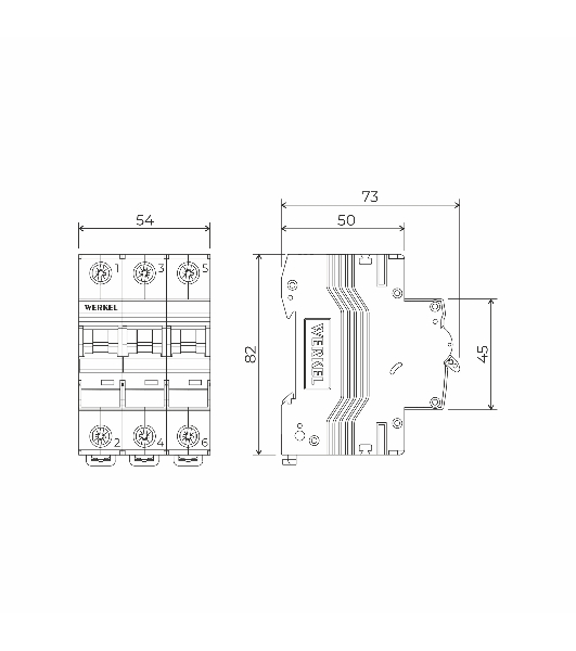 Автоматический выключатель Werkel 3P  25 A  C  4,5 кА W903P254