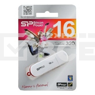Флеш диск Silicon Power 16Gb LuxMini 320 SP016GBUF2320V1W USB2.0 белый