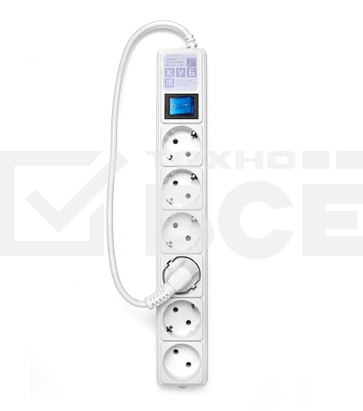 Сетевой фильтр PowerCube Фильтр-удлинитель (SPG(5+1)-16B-0,5M) 6 розеток, 0,5 м,16А/3,5кВт, белый
