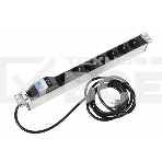 Блок розеток Rem-16 с авт. 16А, 7 Shuko, алюм., 19