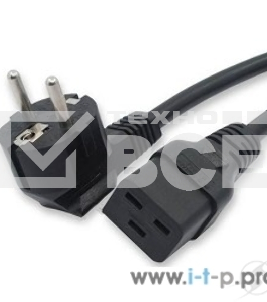 Кабель питания Hyperline PWC-IEC19-SHM-1.8-BK (Shucko+C19) (3x1.5), 1.8м