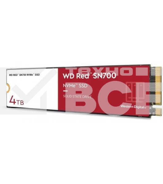 Накопитель SSD WD Red SN700 WDS400T1R0C, 4Tb, PCIe 3.0 x4, M.2 2280, NVMe, R/W 3400/3100
