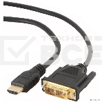 Кабель HDMI-DVI Cablexpert CC-HDMI-DVI-0.5M, 19M/19M, single link, медь, позол.разъемы, экран, 0.5м, черный, пакет, фото2