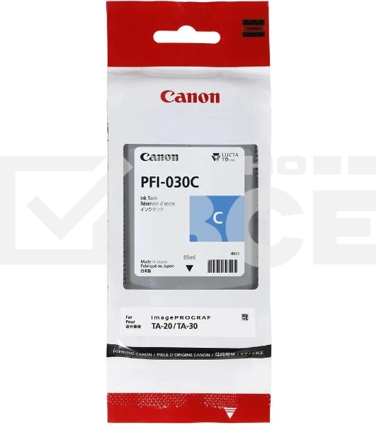 Картридж струйный CANON  Pigment Ink PFI-030 Cyan голубой (55 мл) для Canon imagePROGRAF TM-240, TM-340