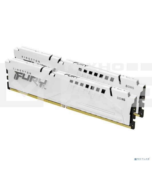 Оперативная память Kingston Fury Beast, DDR5, 64GB (2x32GB), 6000MHz, CL30, DIMM, с радиатором, белый