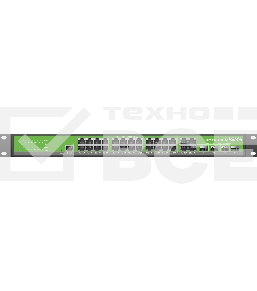 Коммутатор Digma DSW724G-4C-R (L2+) 24x1Гбит/с 4xКомбо(1000BASE-T/SFP) управляемый