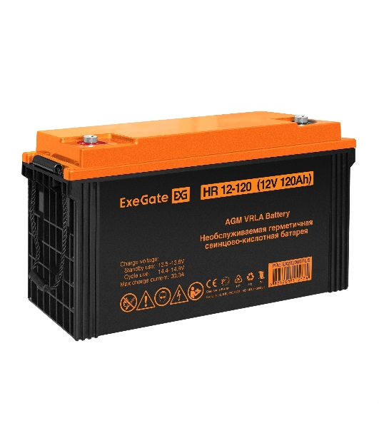Аккумуляторная батарея ExeGate EX282989RUS HR 12-120 (12V 120Ah, под болт М8)