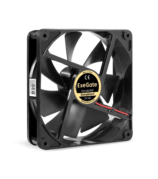 Вентилятор 12В DC ExeGate ExtraSilent ES14025S2P (140x140x25 мм, Sleeve bearing (подшипник скольжения), 2pin, 1000RPM, 22dBA)