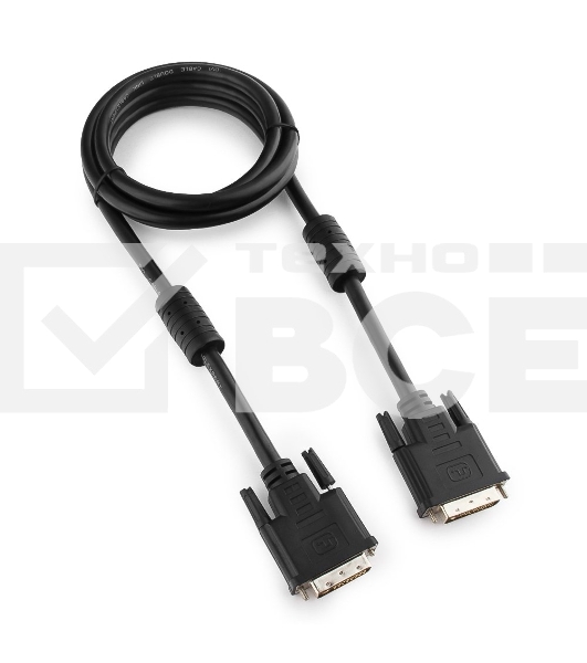 Кабель Кабель DVI-D dual link Gembird/Cablexpert , 25M/25M, 1.8м, черный, экран, феррит.кольца, пакет(CC-DVI2-BK-6)