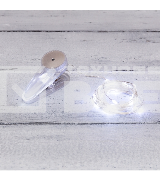 Гирлянда «Роса» с прищепкой 3 м, 30 LED, белое свечение, 2хCR2032 в комплекте NEON-NIGHT