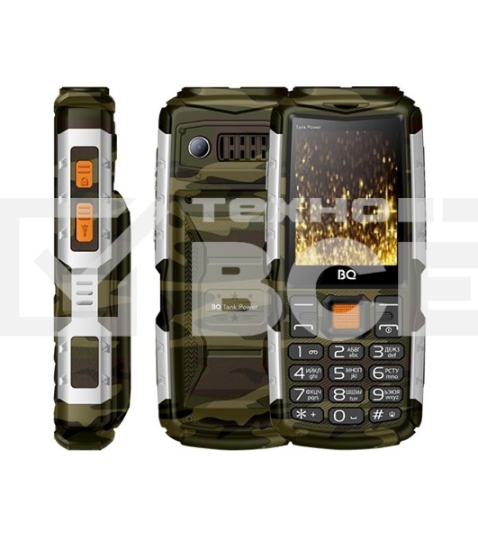 Мобильный телефон BQ 2430 Tank Power серебро/камуфляж