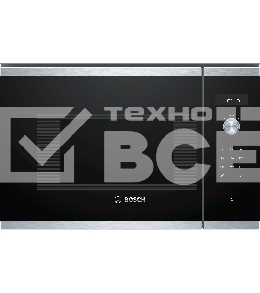 Микроволновая печь встраиваемая Bosch BFL524MS0 нержавеющая сталь, 20 л, 800 Вт, переключатели - поворотный механизм/сенсор