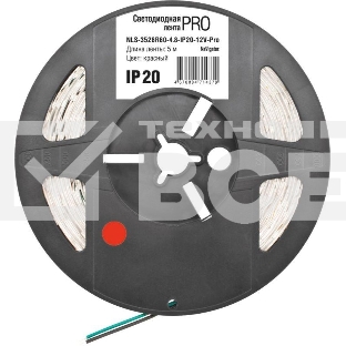 Лента светодиодная 71 437 NLS-3528R60-4.8-IP20-12В-Pro R5 4.8Вт/м (уп.5м) Navigator 71437
