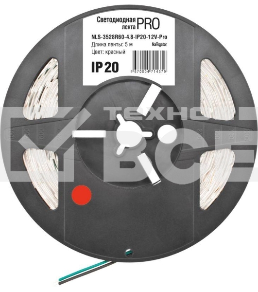 Лента светодиодная 71 437 NLS-3528R60-4.8-IP20-12В-Pro R5 4.8Вт/м (уп.5м) Navigator 71437