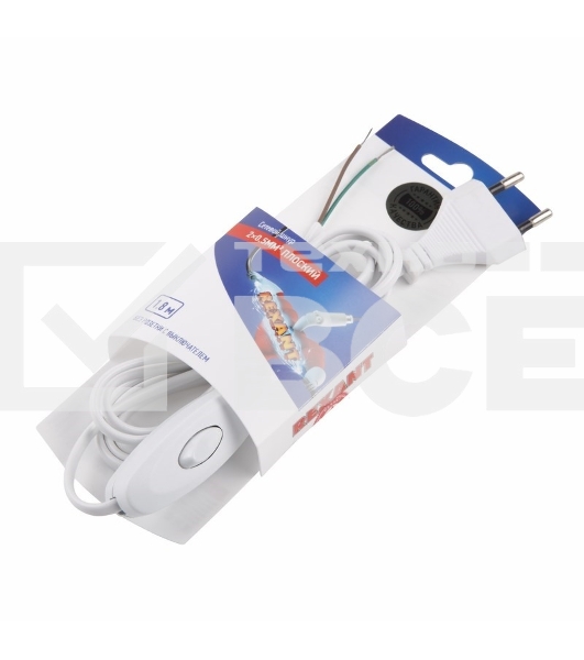 Шнур сетевой Rexant 1.8М с выключателем без розетки белый