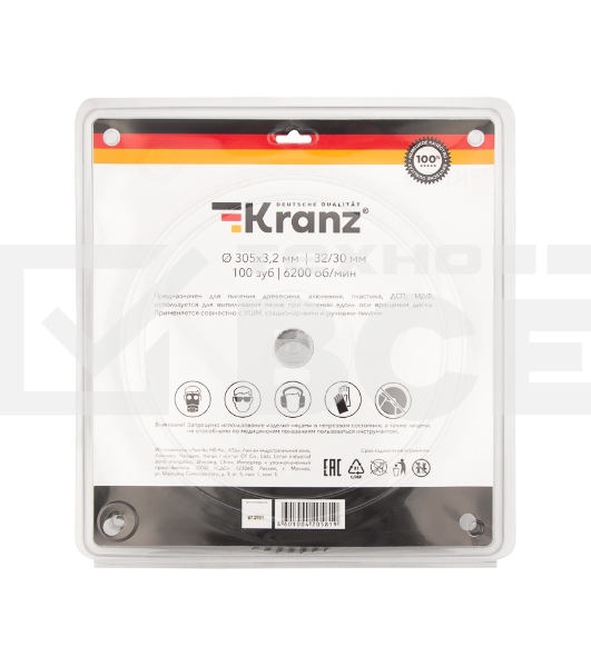 Диск пильный 305 мм х 100 зуб х 32/30 мм Kranz