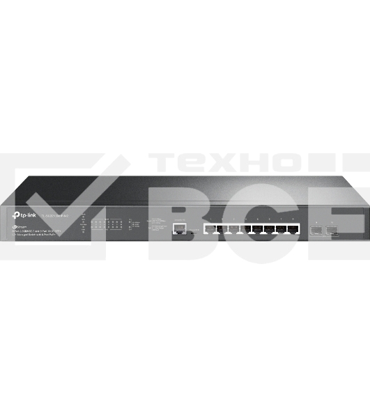 Коммутатор TP-Link Jetstream 8-port 2.5G multi-giga L2+ managed PoE switch with 2 10G uplink ports, 8 100/1000/2.5G RJ-45 ports, 2 1G/10G SFP+ slots,1 RJ-45 + 1 Micro-USB console ports, 8 802.3af/at PoE+ ports, 240W PoE budget, abundant L2/L2+ features, 1