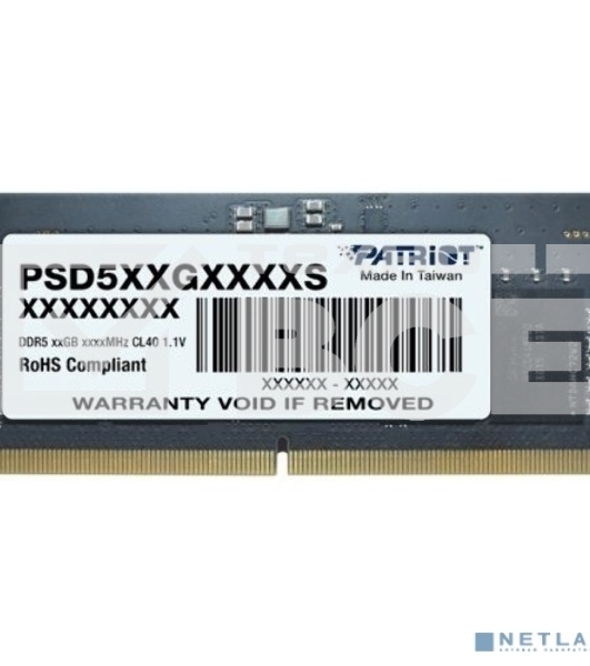 Оперативная память Patriot Signature, DDR5, 8GB (1x8 GB), 5600 MHz, CL46, SO-DIMM