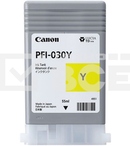Картридж струйный CANON Pigment Ink PFI-030 Yellow желтый (55 мл) для Canon imagePROGRAF TM-240, TM-340