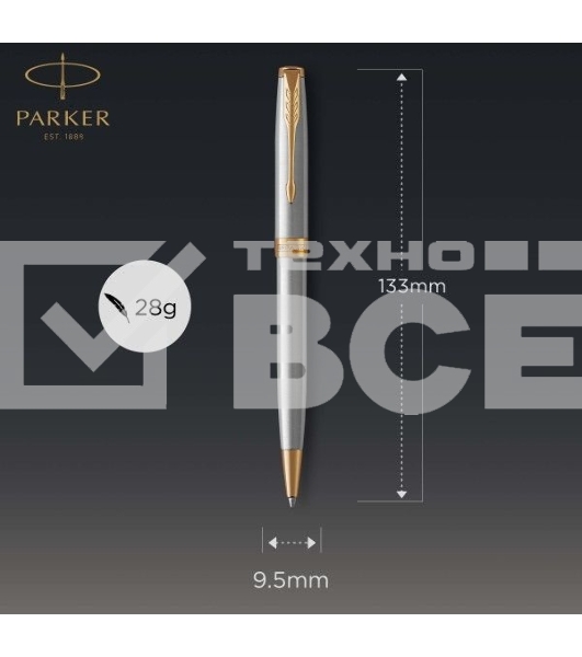 Ручка шариковая Parker Sonnet Core K527 (CW1931507) Stainless Steel GT M черн. черн. подар.кор.