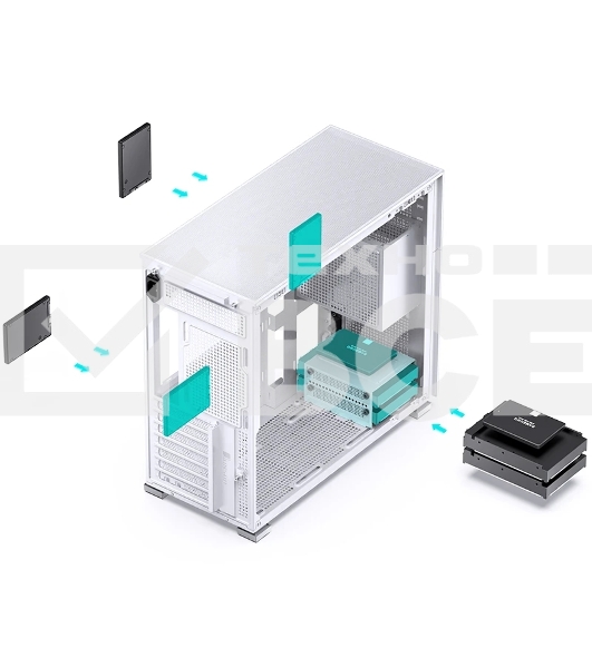 Корпус без блока питания Case JONSBO D41 MESH, Midi-Tower, TG, no fan, 1xUSB-A 3.2 + 1xUSB-C 3.2, ATX, mATX White