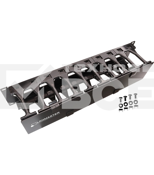 Кабельный органайзер горизонтальный Lanmaster LAN-ORG-PF/S-2U односторонний пальцы 2U шир.:19'