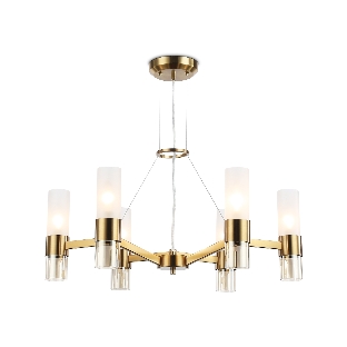 Люстра Ambrella light LH55114/6 BS/FR/TI латунь/белый матовый/янтарь E14*6 max 40W D650*1080