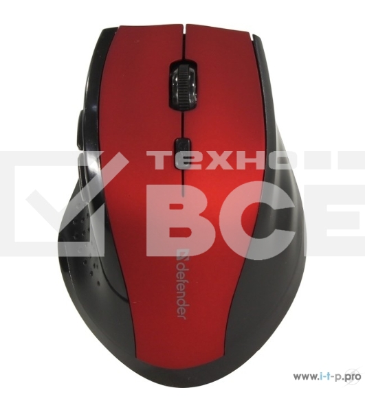 Мышь беспроводная Defender Accura MM-365 красный, 1600 dpi, радиоканал, USB, кнопки - 6
