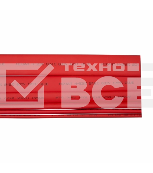 Термоусаживаемая трубка клеевая Rexant 12,0/4,0 мм, красная, упаковка 10 шт. по 1 м