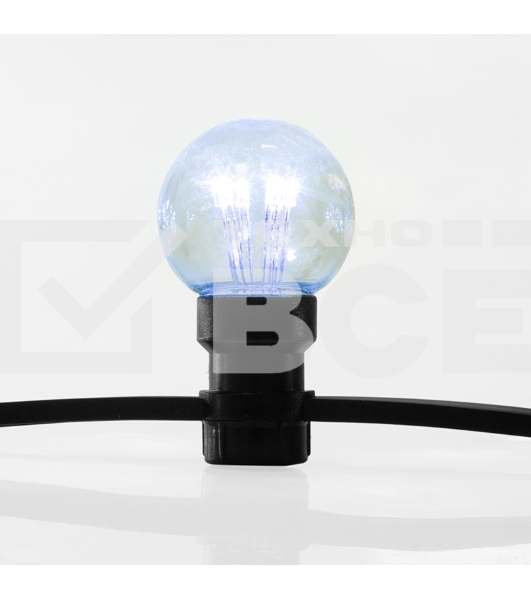 Гирлянда LED Galaxy Bulb String 10м, черный КАУЧУК, 30 ламп*6 LED СИНИЕ, влагостойкая IP65