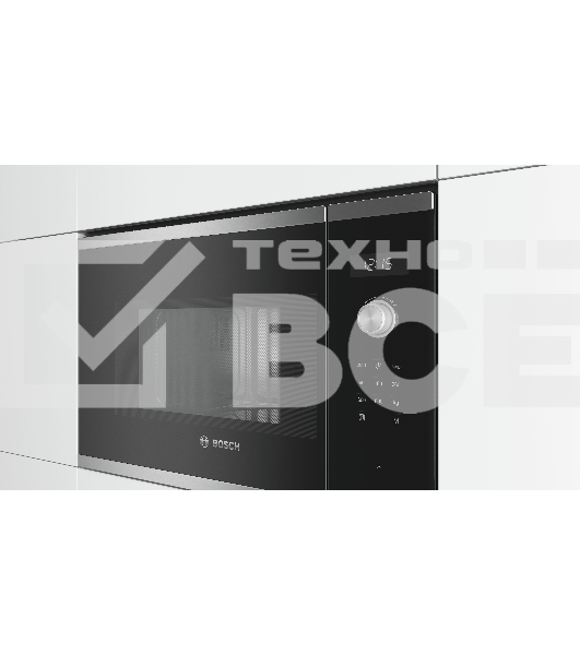 Микроволновая печь встраиваемая Bosch BFL524MS0 нержавеющая сталь, 20 л, 800 Вт, переключатели - поворотный механизм/сенсор