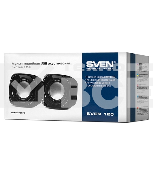 Колонки Sven 120 2.0 черный 5Вт