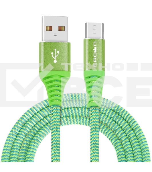 Кабель Crown USB - microUSB CMCU-3102M green