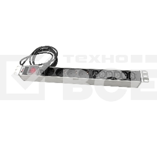 Блок розеток Rem-10 с выкл., 4 Sсhuko, 6 IEC 60320 C13, 10 A, алюм., 19