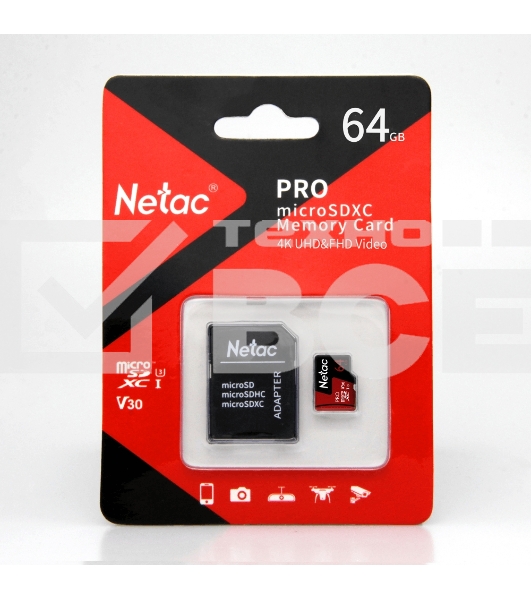 Флеш карта MicroSD card Netac P500 Extreme Pro 64GB, retail version w/SD adapter