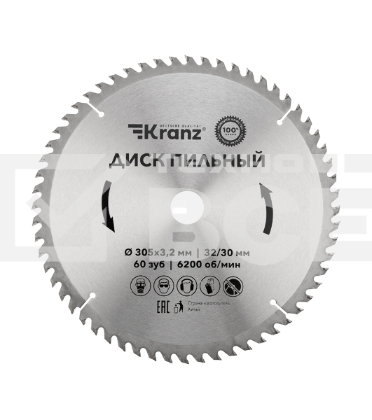 Диск пильный 305 мм х 60 зуб х 32/30 мм Kranz