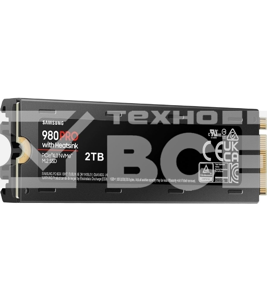 Накопитель SSD Samsung 980 PRO MZ-V8P2T0CW, 2Tb, PCIe 4.0 x4, M.2 2280, NVMe, R/W 7000/5100, с радиатором
