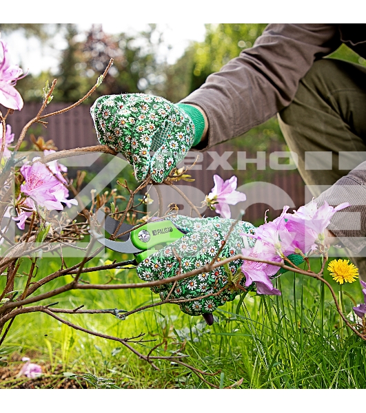 Перчатки садовые х/б ткань с ПВХ точкой, манжет, M Palisad