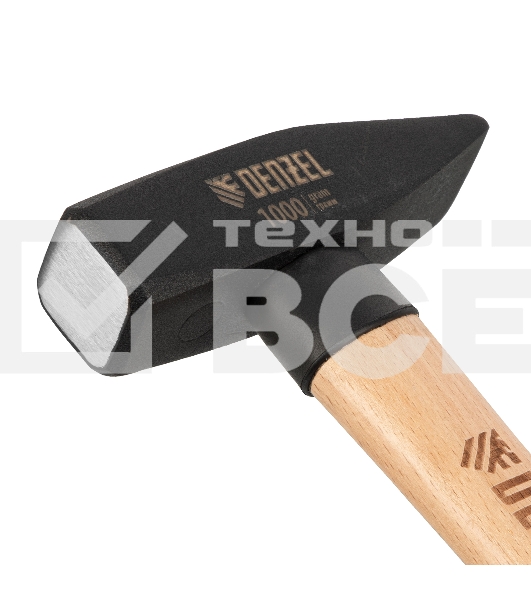 Молоток слесарный Denzel 1000 г, кованый квадратный боек, буковая рукоятка