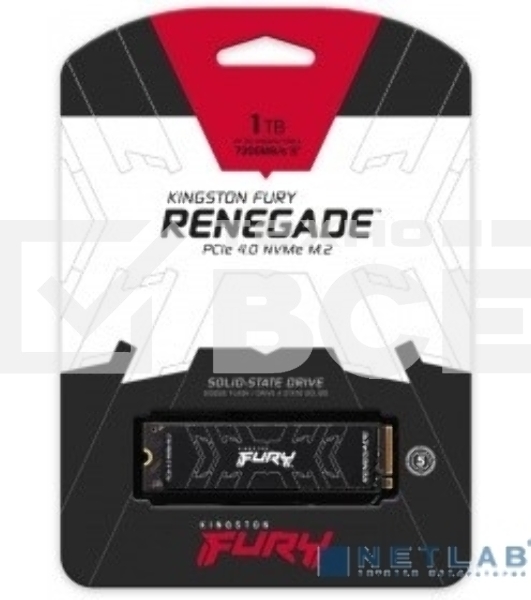 Накопитель SSD Kingston Fury Renegade, 1Tb, PCIe 4.0 x4, M.2 2280, NVMe, R/W 7300/6000, с радиатором