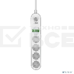 Сетевой фильтр Perfeo LD_B4438 LDNIO SE4432 2м + ЗУ на 4 USB/ 4 розетки (медь) - 2500W/ USB - 17W/ White&Gray, фото4