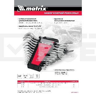 Набор ключей рожковых, 6 х 32 мм, 12 шт., CrV, хромированные Matrix